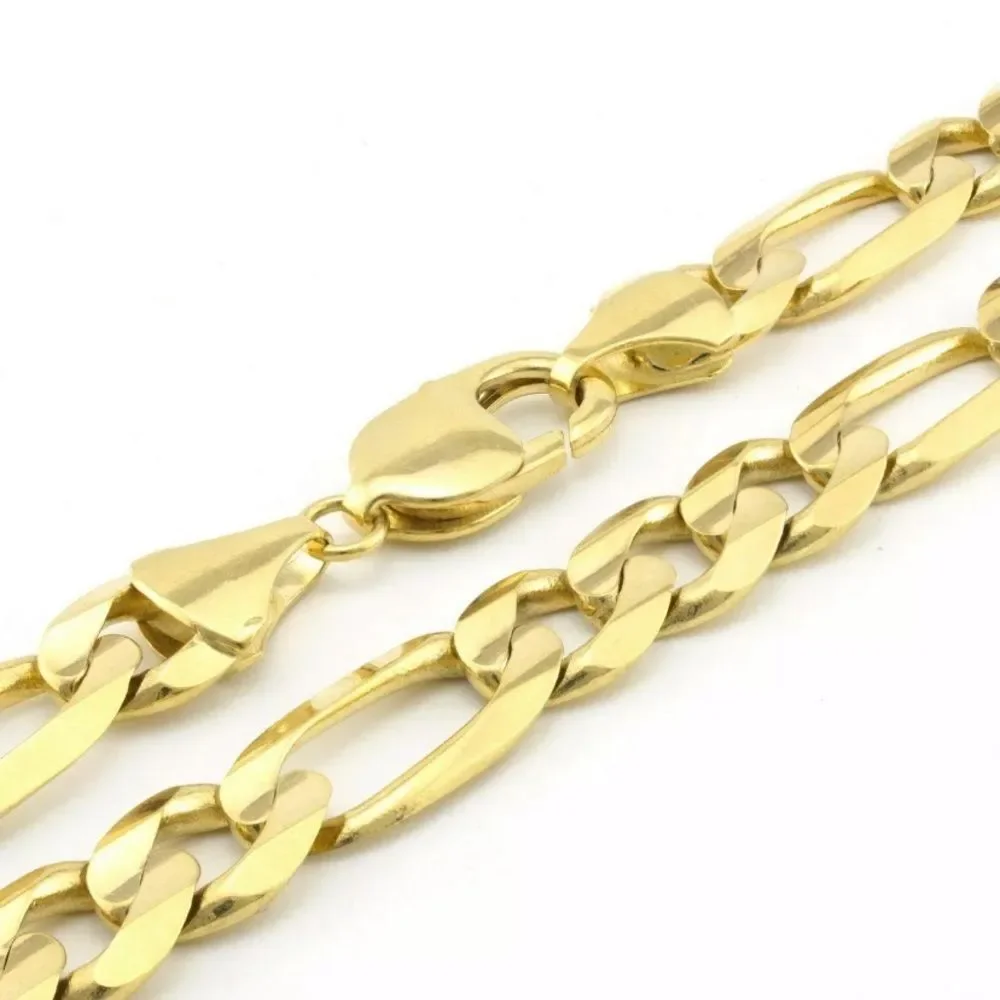 Real Solid Gold 10mm 20” Yellow Gold Figaro Chain - Picture 2 of 3
